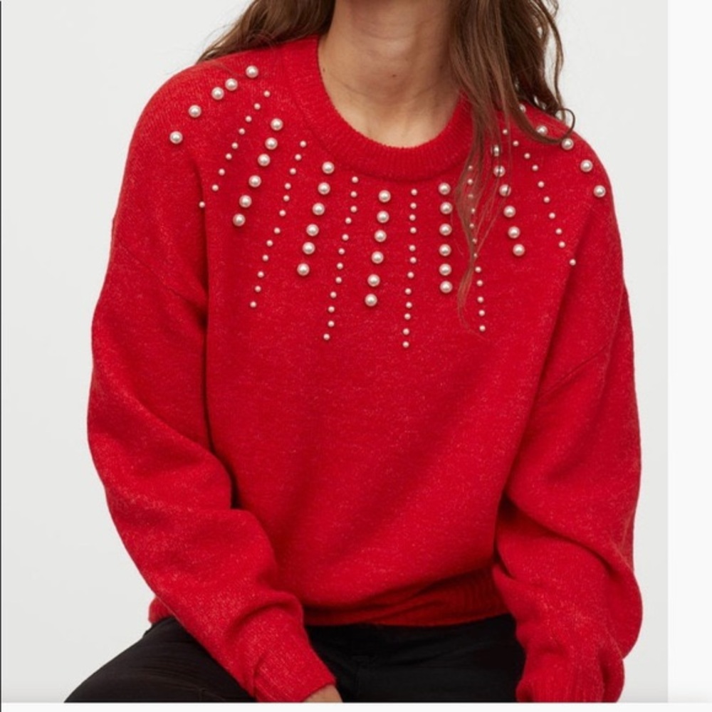 HM Red Pearl Sweater